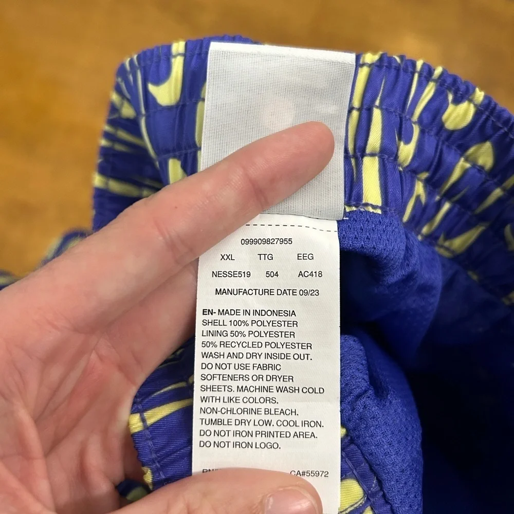 Nike Blue and Yellow Men's Swim Shorts